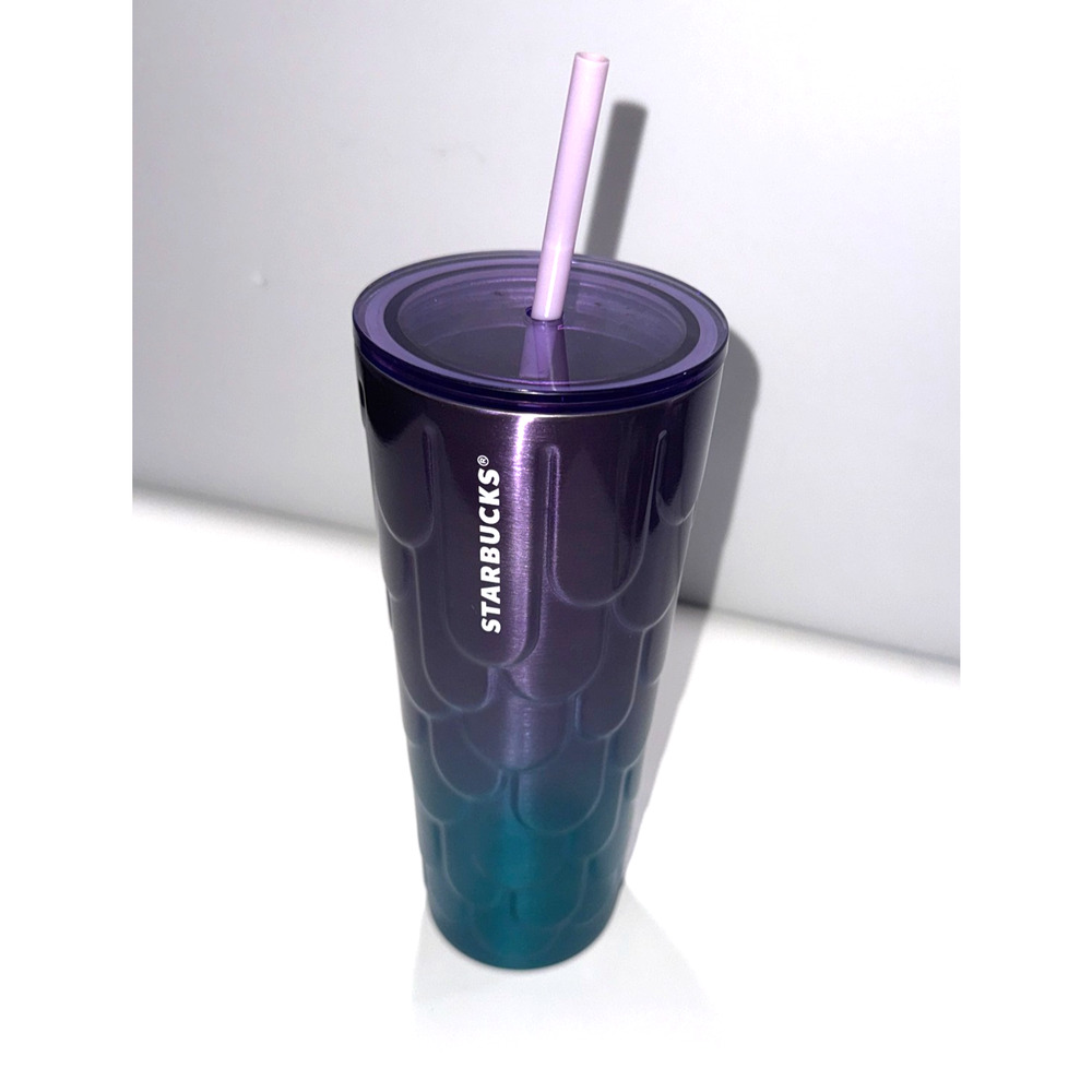 Starbucks Fall 2022 Mermaid Scale Cold Cup Tumbler‎ Purple Teal Gradient 24oz